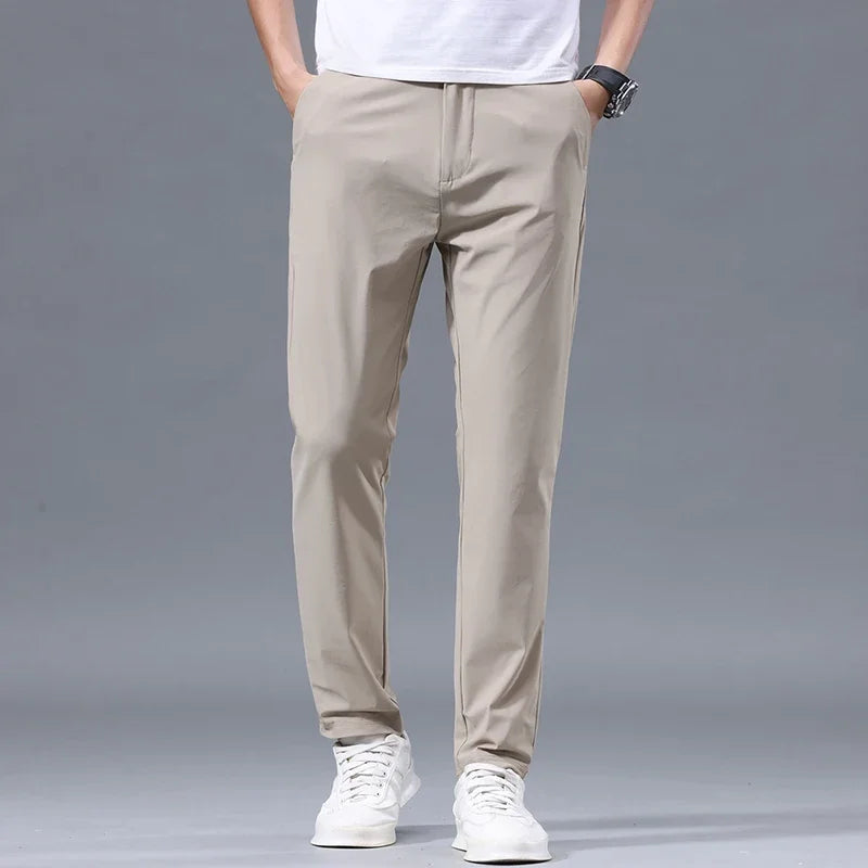 Men Pant Stretch Soft Thin, Elastic Waist Casual & Formal Trousers Wear for Male