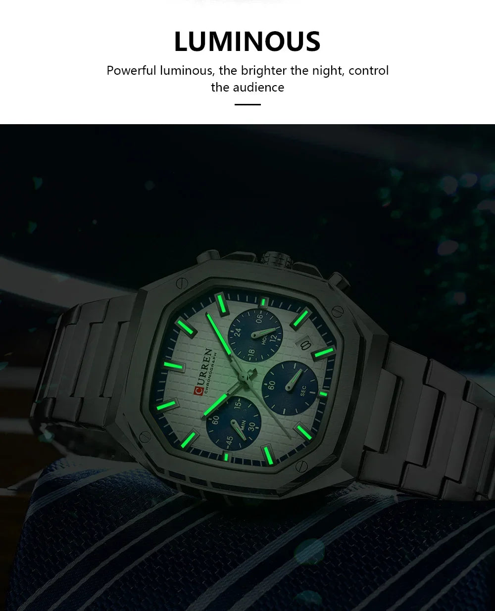 Men Quartz Watches CURREN Full Steel Waterproof Chronograph Wristwatch Men Relogio Masculino