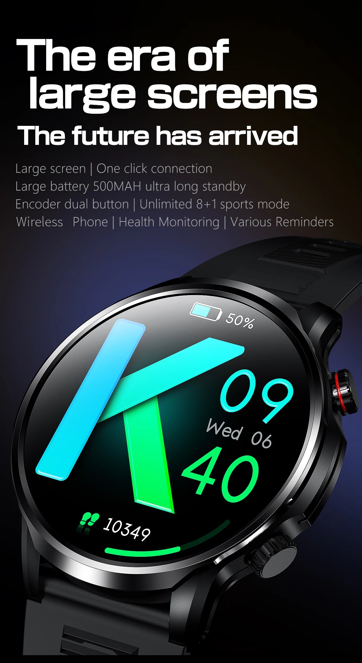 LIGE Smart Watch 1.95 inch Large Screen Bluetooth Calling Health Monitoring 500mAh Large Battery AI Voice Men Smartwatch EX100