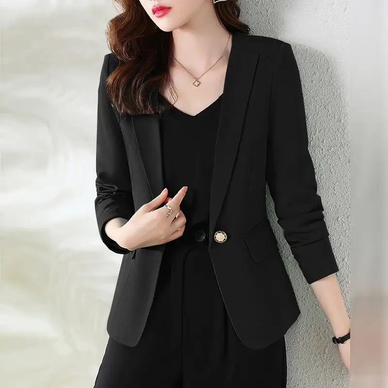 Women Blazer by ZANZEA Women Elegant OL Jackets Casual Slim Outwear Solid Lapel Neck Long Sleeve Work Thin Coats