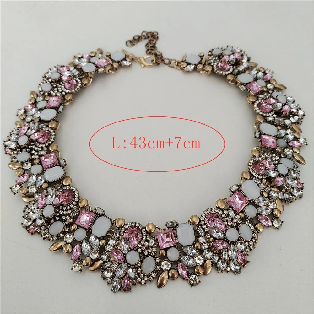 Crystal Rhinestones Necklace Earrings Bridal Jewelry Sets Big Choker Necklace