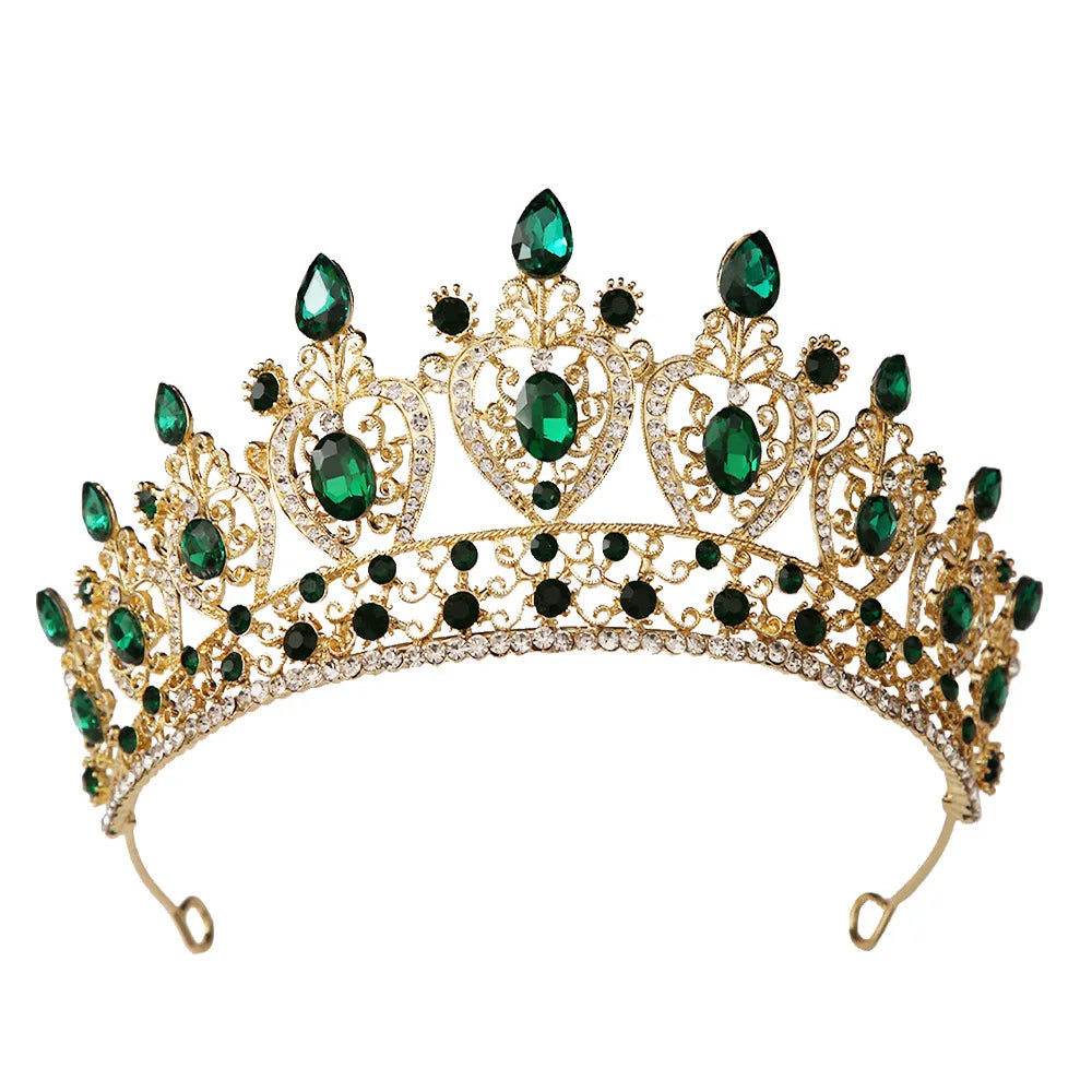 KMVEXO Vintage Baroque Fairy Crowns Bridle Crown Geometric Crystal Elf Tiaras for Women Wedding Costume