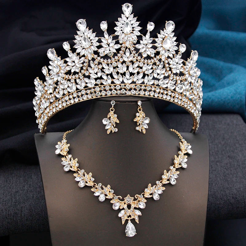 High Opal Pink Tiaras and necklace earrings Bridal Jewelry Sets or Crown Prom Birthday Costume