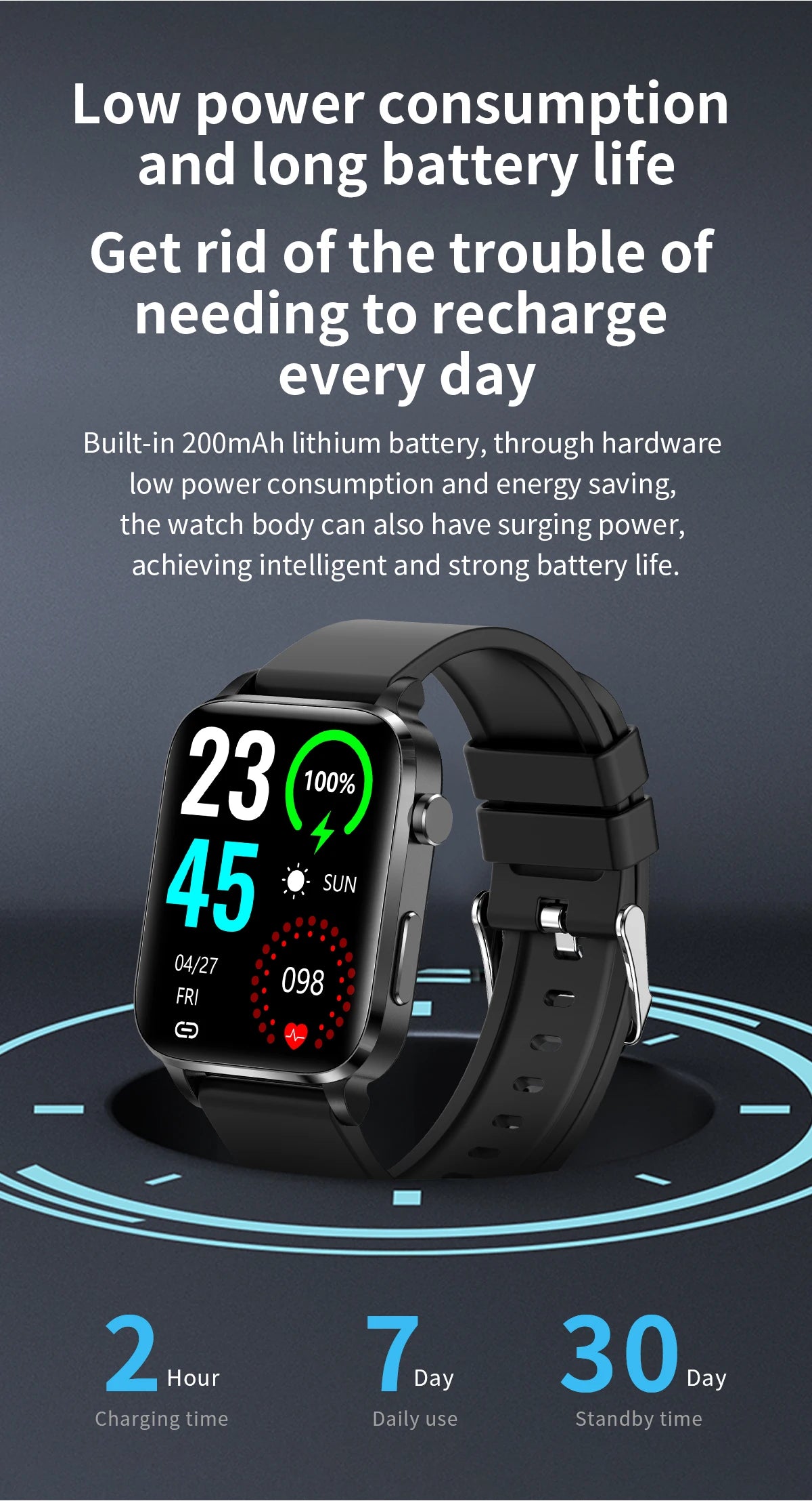 Lige Men Smart Watch Laser Treatment Health Heart Rate Blood Pressure Waterproof Sport Watch Body Temperature