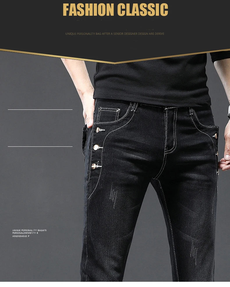 Men's Jean Casual Pant Fashion Stretch Pants Male Classic Slim Trousers