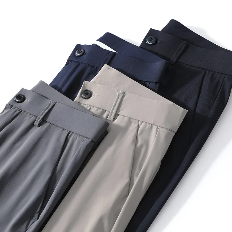 Men Pant Stretch Soft Thin, Elastic Waist Casual & Formal Trousers Wear for Male