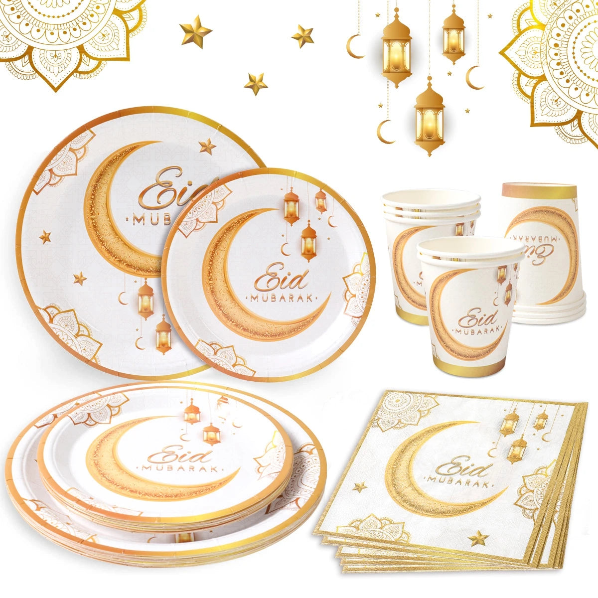 Eid Mubarak Tableware Set 2025 Ramadan Decoration For Home Eid Al Adha Ramadan Kareem Gift Islamic Muslim Party Decor Supplies