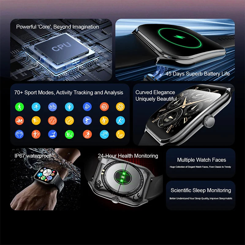 Ladies Smart Watch Ultra Thin men 1.96" AMOLED 360*360 HD Pixel Display Call Reminder