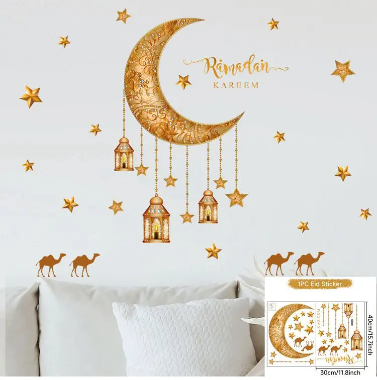 Eid Window Stickers Ramadan Decoration Eid Mubarak Decor for Home Ramadan Kareem Party Supplies Eid Al-fitr