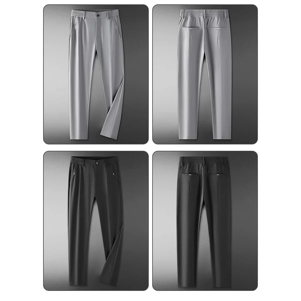 Men's Pants High Elastic Ultra-thin Casual Business Straight Slim Trousers Breathable Classic Black Gray Male Brand Pant