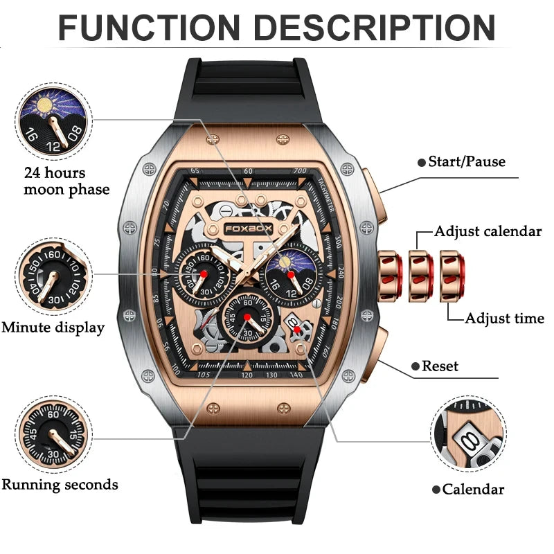 LIGE Men Watches Waterproof FOXBOX Top Brand Luxury Military Quartz Watch Sport Chronograph