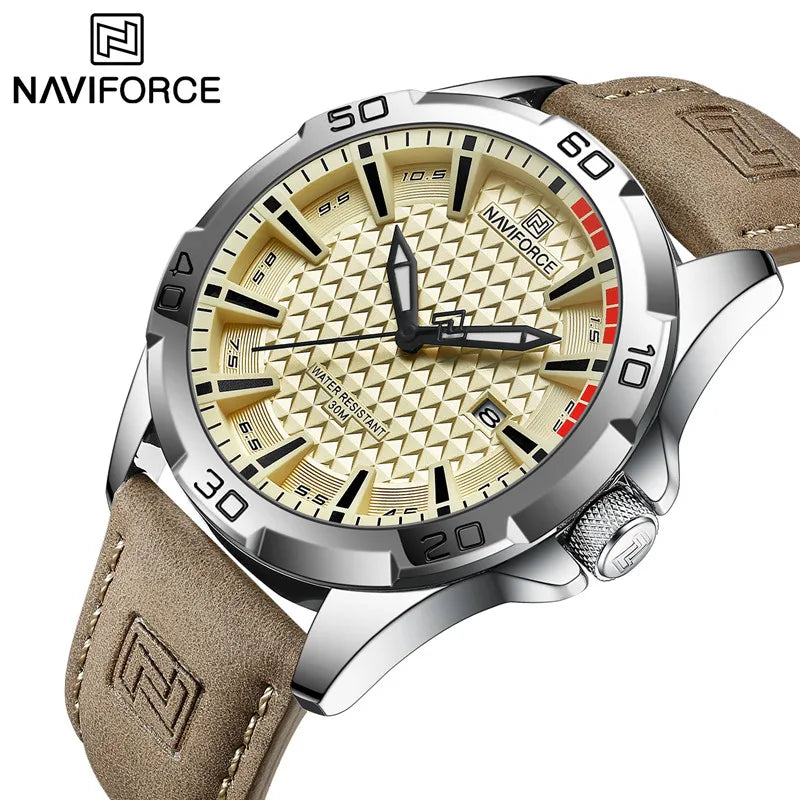 Men Watches NAVIFORCE Leather Band Quartz Wristwatches Clock Reloj Hombre, Herren Armbanduhren