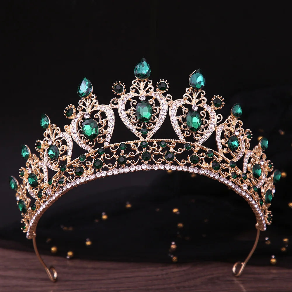 KMVEXO Vintage Baroque Fairy Crowns Bridle Crown Geometric Crystal Elf Tiaras for Women Wedding Costume