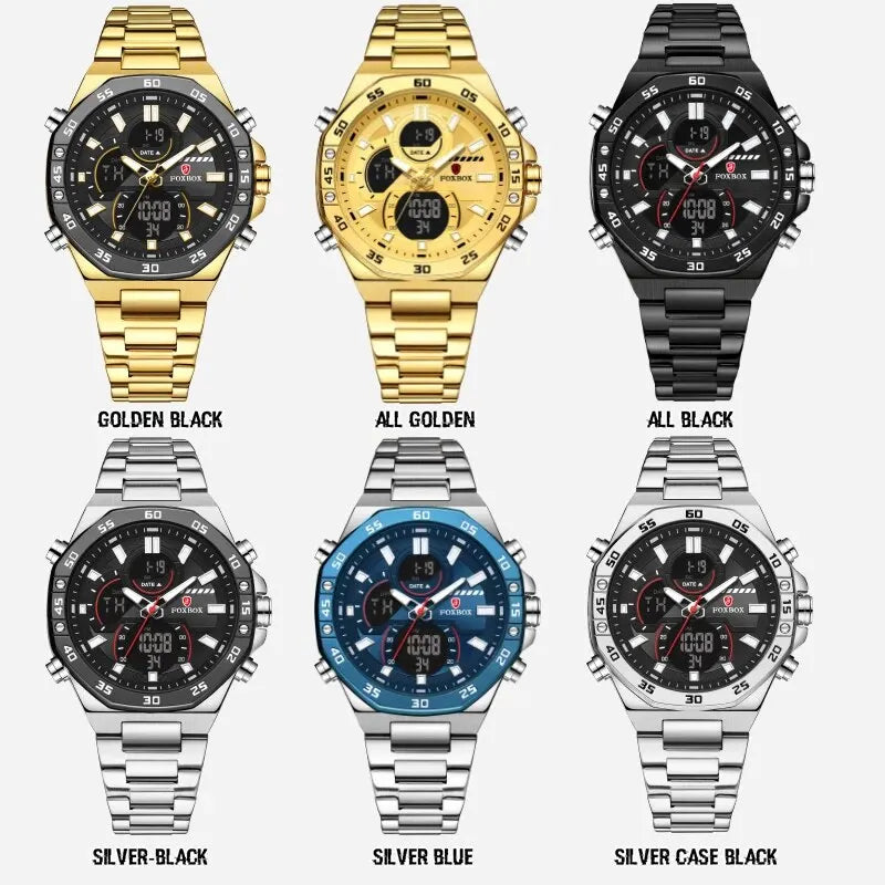 LIGE Men Dual Display Watch For Casual Sports Military Chronograph Wristwatch Top Brand Luxury Waterproof