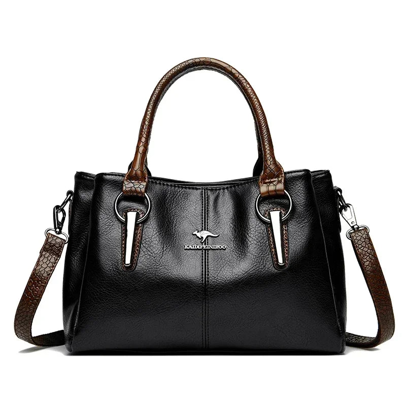 Women Handbags Fashion Casual Tote Bags 3-Layers Soft Leather Shoulder Bags New Big Capacity Crossbody Bags for Ladies Sac