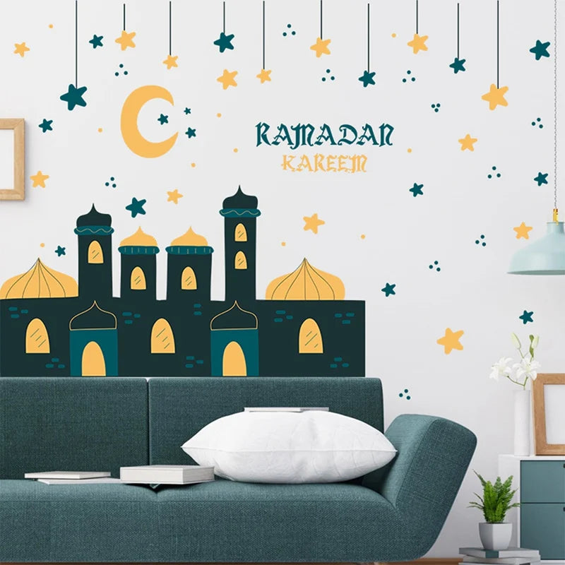 Eid Window Stickers Ramadan Decoration 2024 Eid Mubarak Decor for Home Ramadan Kareem Islam Muslim Party Supplies Eid Al-fitr