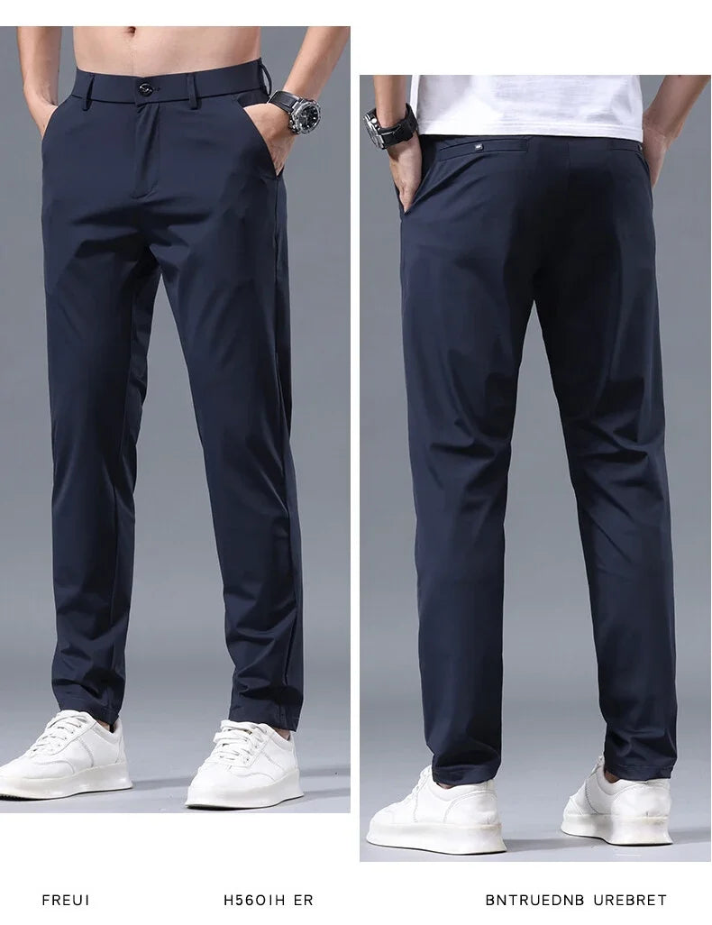 Men Pant Stretch Soft Thin, Elastic Waist Casual & Formal Trousers Wear for Male