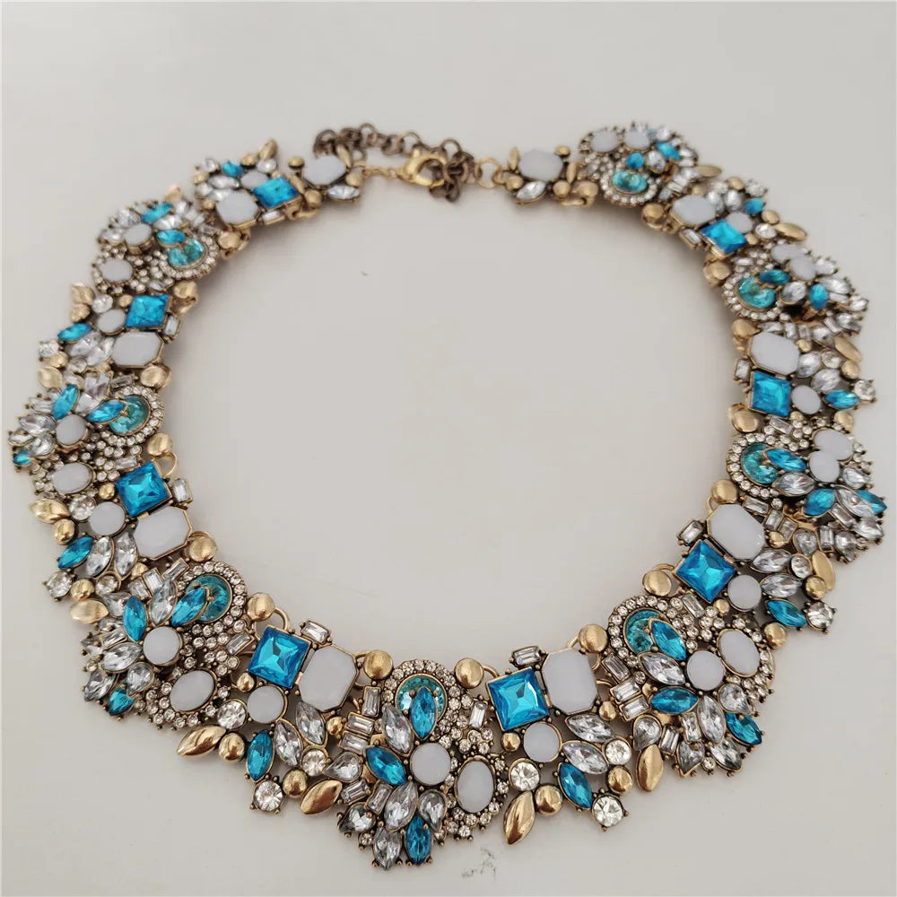 Crystal Rhinestones Necklace Earrings Bridal Jewelry Sets Big Choker Necklace