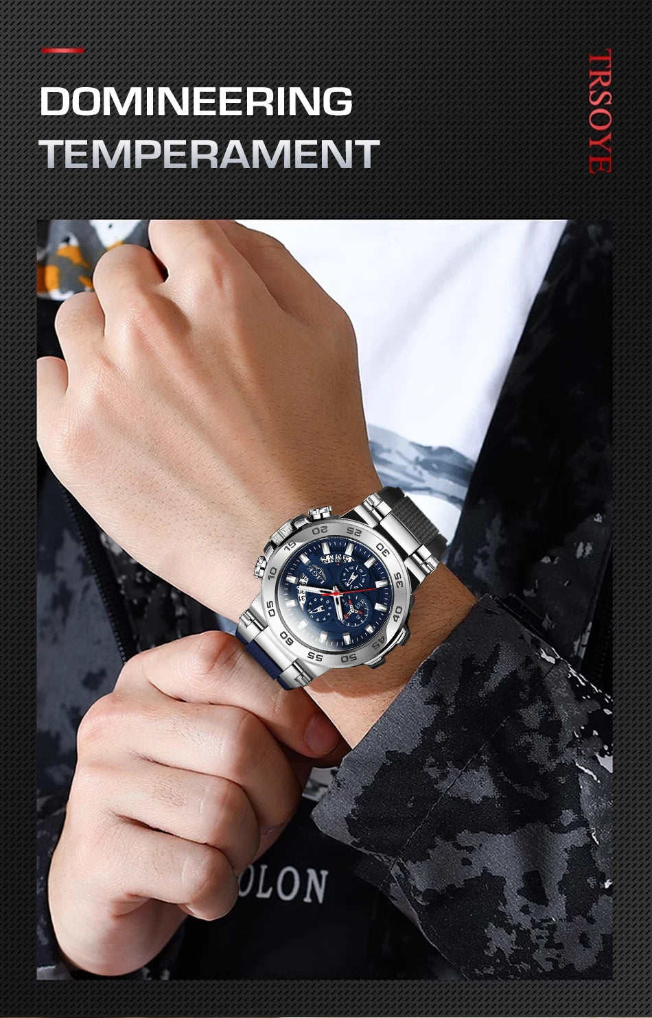 LIGE Men's Watches Top Luxury Brand Big Dial Waterproof Quartz Wristwatch Sport Chronograph Clock