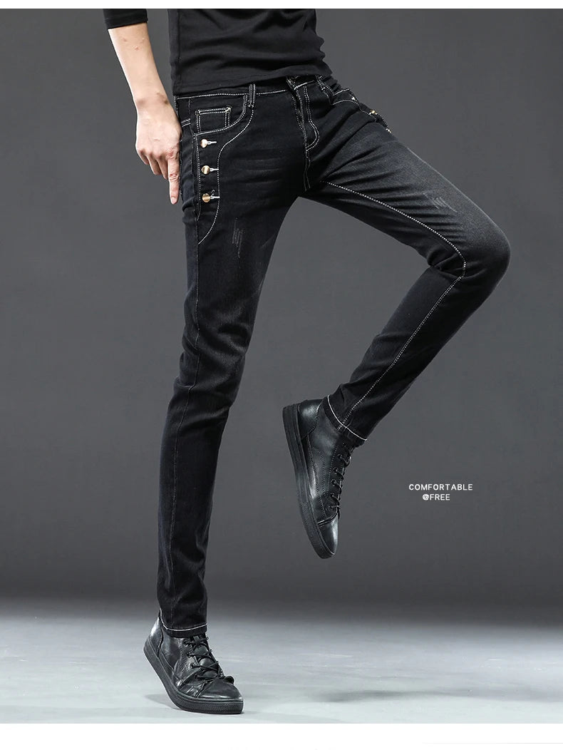 Men's Jean Casual Pant Fashion Stretch Pants Male Classic Slim Trousers