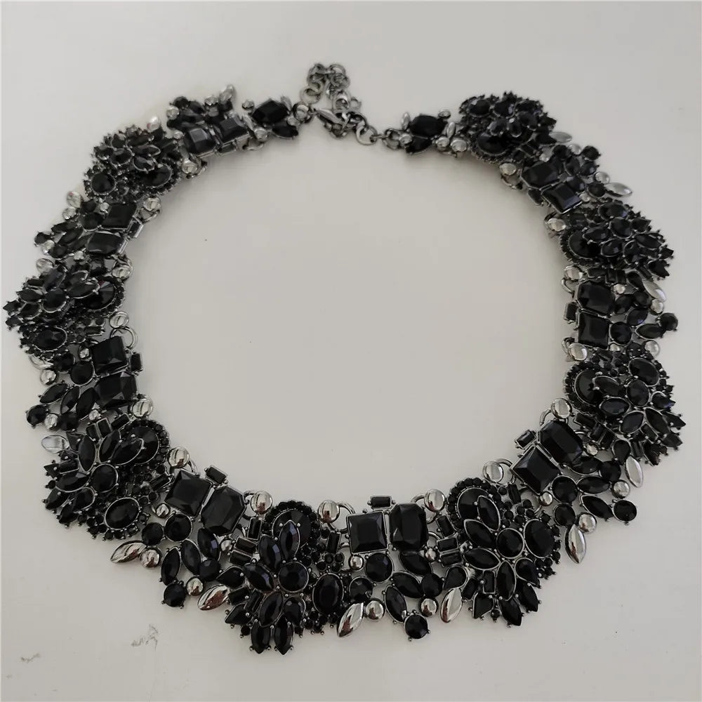Crystal Rhinestones Necklace Earrings Bridal Jewelry Sets Big Choker Necklace