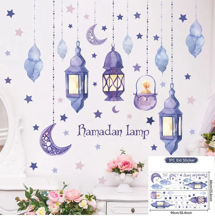 Eid Window Stickers Ramadan Decoration Eid Mubarak Decor for Home Ramadan Kareem Party Supplies Eid Al-fitr