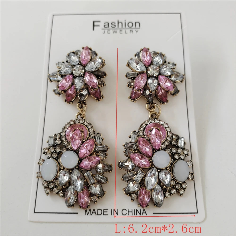 Crystal Rhinestones Necklace Earrings Bridal Jewelry Sets Big Choker Necklace