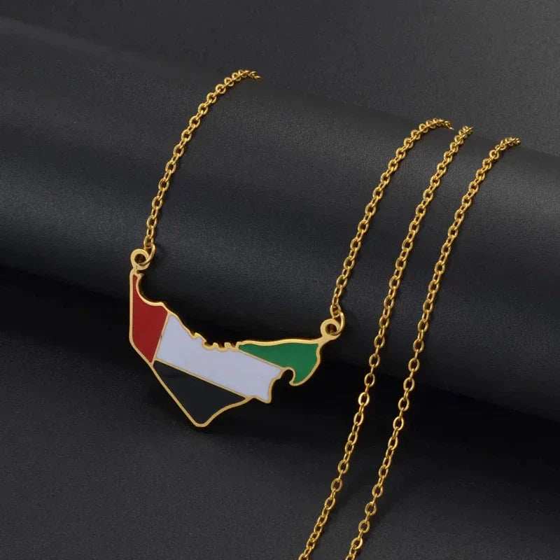 United Arab Emirates Map Flag Necklaces for Boys and Girls UAE