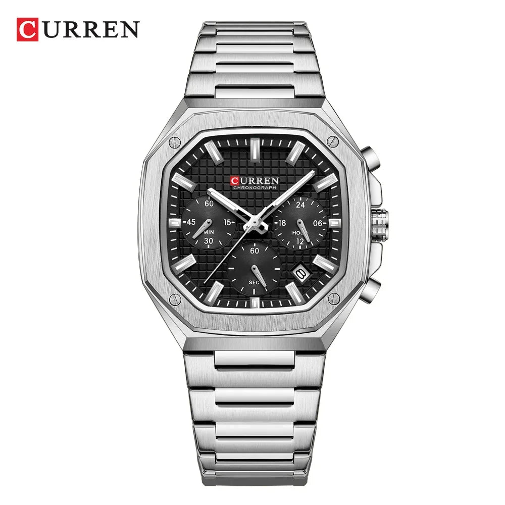 Men Quartz Watches CURREN Full Steel Waterproof Chronograph Wristwatch Men Relogio Masculino