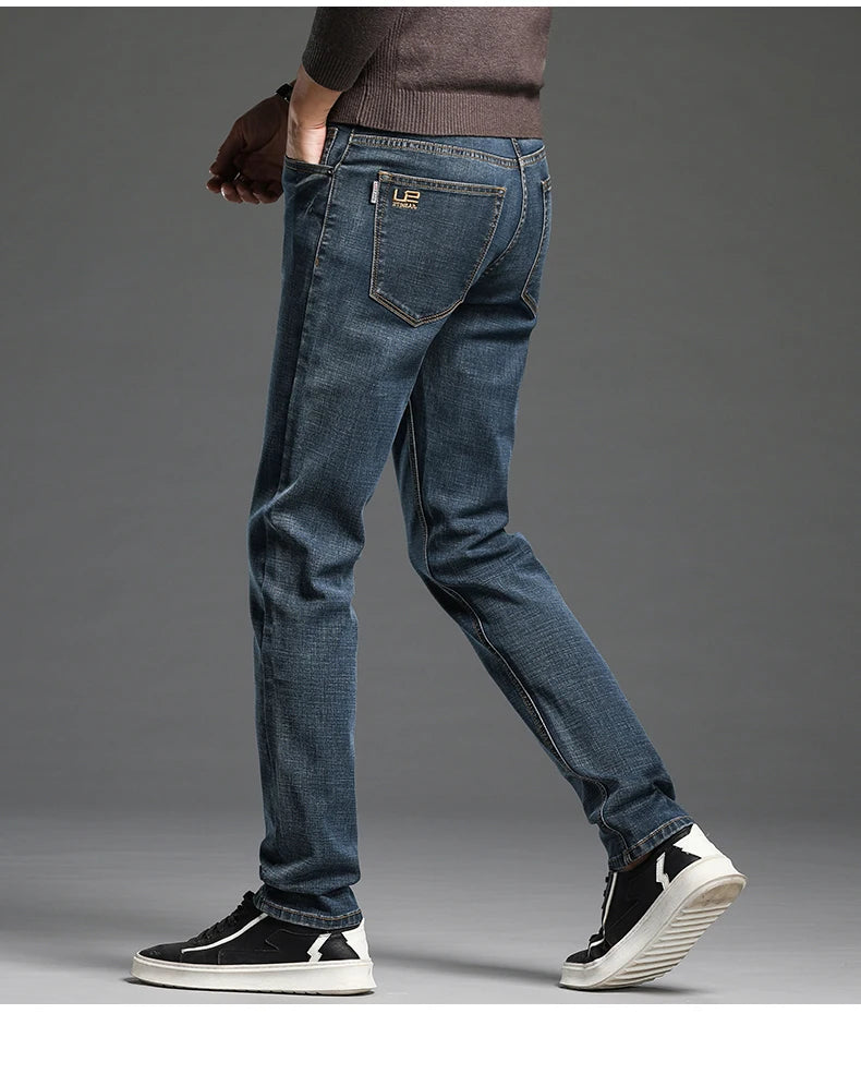 Men Jean Pant Cotton Stretch Classic Retro Straight Slim Straight Trouser Male Clothing Pants