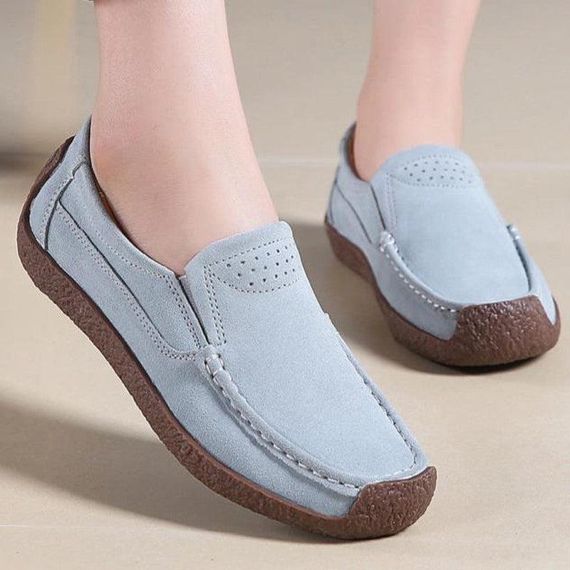 Round Toe Loafers Casual Versatile Color Flats Slip-on Cozy Shoes