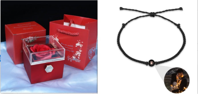 Rose Gift Box Rotating Soap Flower Jewelry Packaging Box Valentine's Day Gift