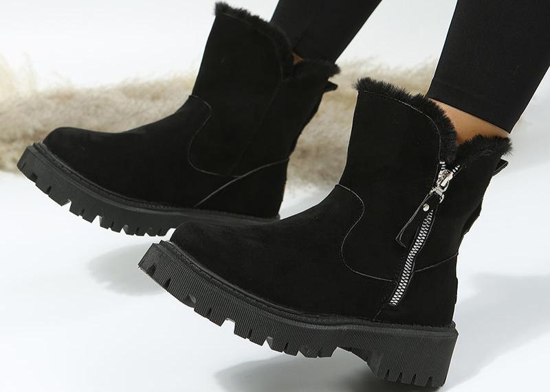 Snow or Winter Boots Thick Plush Women, Faux Suede Non-slip